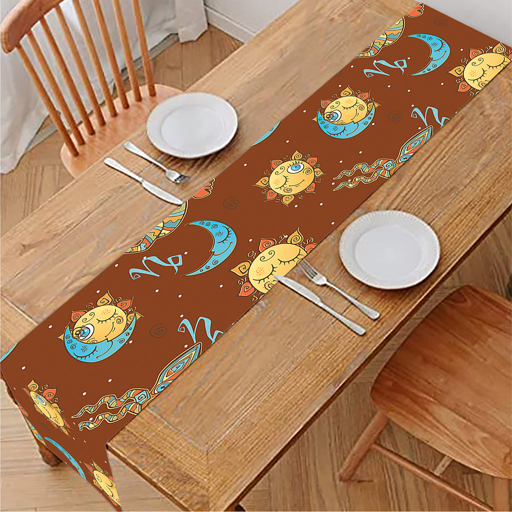 Cute Cartoon Capricorn Pattern Print Table Runner