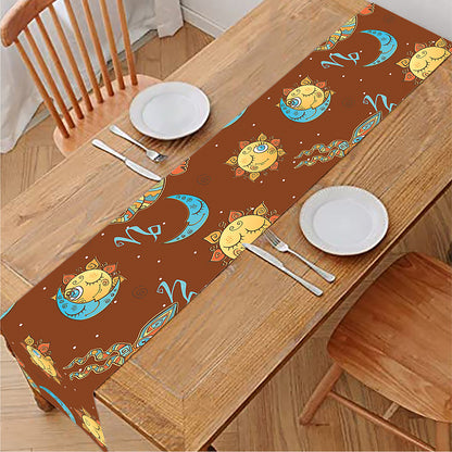 Cute Cartoon Capricorn Pattern Print Table Runner