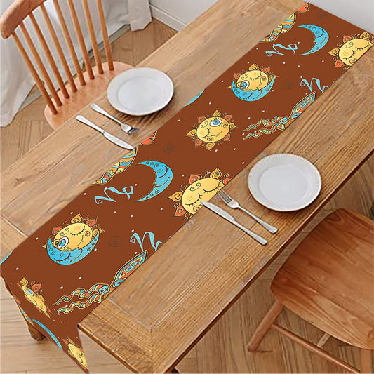 Cute Cartoon Capricorn Pattern Print Table Runner