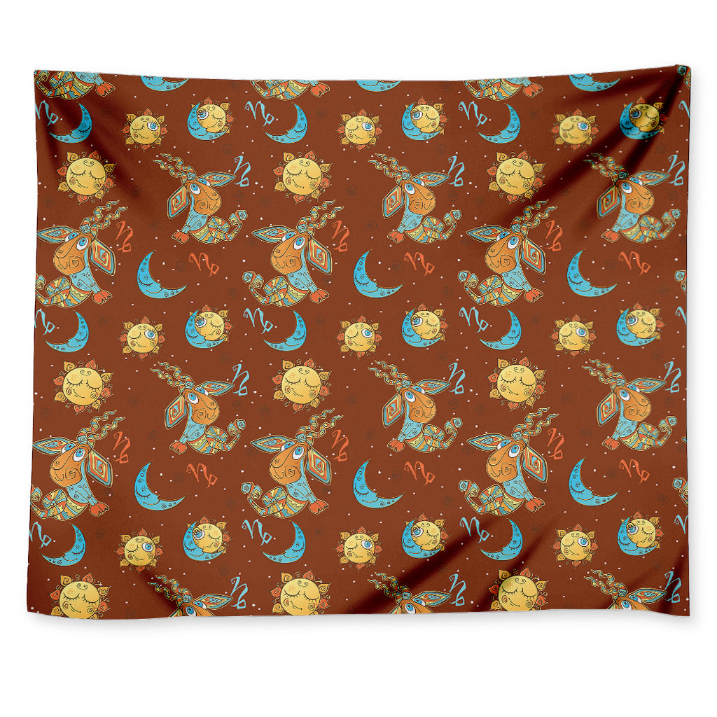 Cute Cartoon Capricorn Pattern Print Tapestry