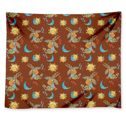 Cute Cartoon Capricorn Pattern Print Tapestry
