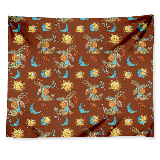 Cute Cartoon Capricorn Pattern Print Tapestry