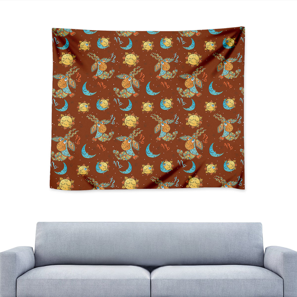 Cute Cartoon Capricorn Pattern Print Tapestry
