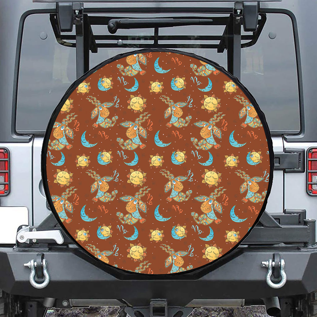 Cute Cartoon Capricorn Pattern Print Tire Cover