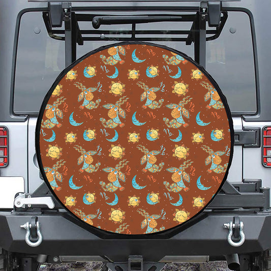 Cute Cartoon Capricorn Pattern Print Tire Cover
