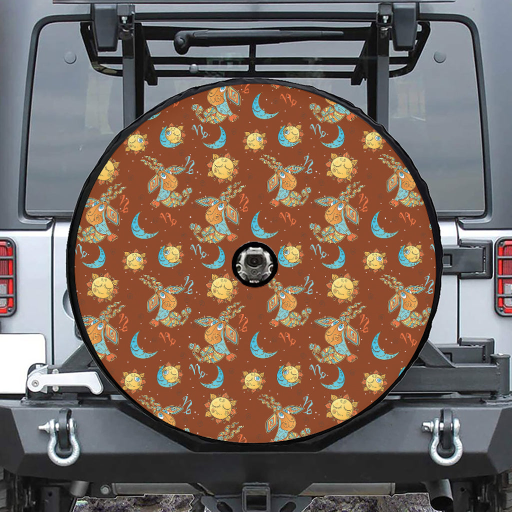 Cute Cartoon Capricorn Pattern Print Tire Cover With Camera Hole