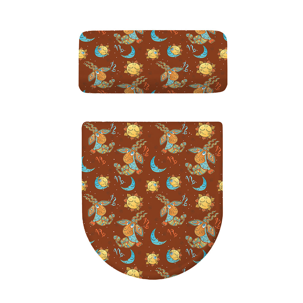 Cute Cartoon Capricorn Pattern Print Toilet Lid And Tank Cover Set
