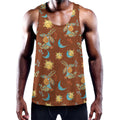 Cute Cartoon Capricorn Pattern Print Men's Workout Tank Top