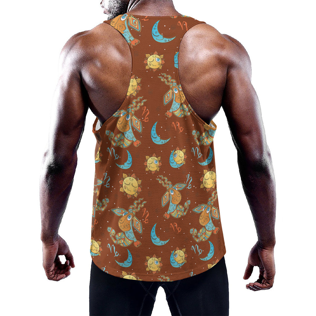 Cute Cartoon Capricorn Pattern Print Training Tank Top