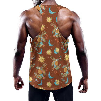 Cute Cartoon Capricorn Pattern Print Training Tank Top