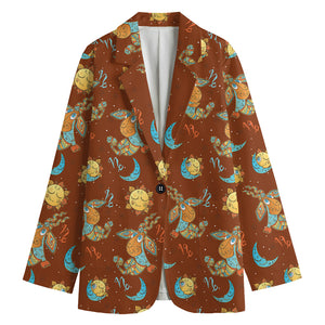 Cute Cartoon Capricorn Pattern Print Women's Blazer