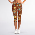 Cute Cartoon Capricorn Pattern Print Women's Capri Leggings