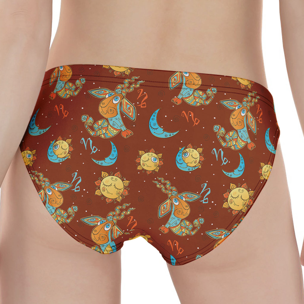 Cute Cartoon Capricorn Pattern Print Women's Panties