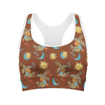 Cute Cartoon Capricorn Pattern Print Women's Sports Bra