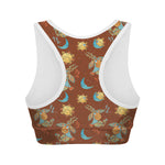 Cute Cartoon Capricorn Pattern Print Women's Sports Bra