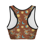 Cute Cartoon Capricorn Pattern Print Women's Sports Bra