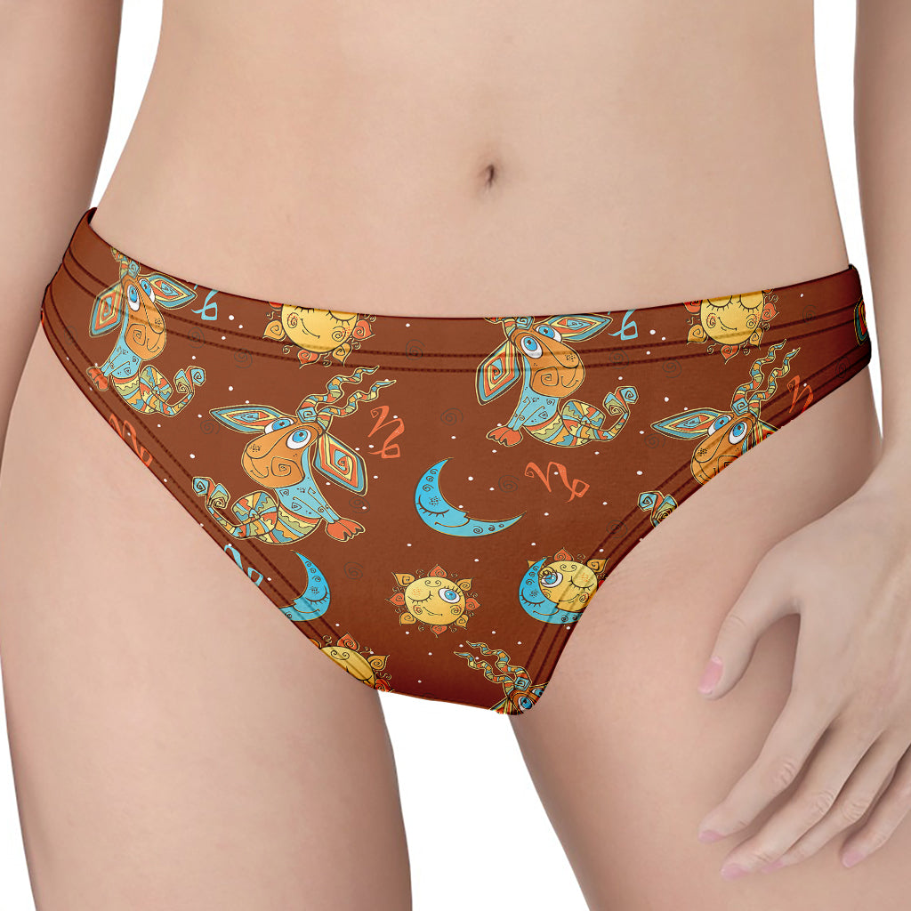 Cute Cartoon Capricorn Pattern Print Women's Thong