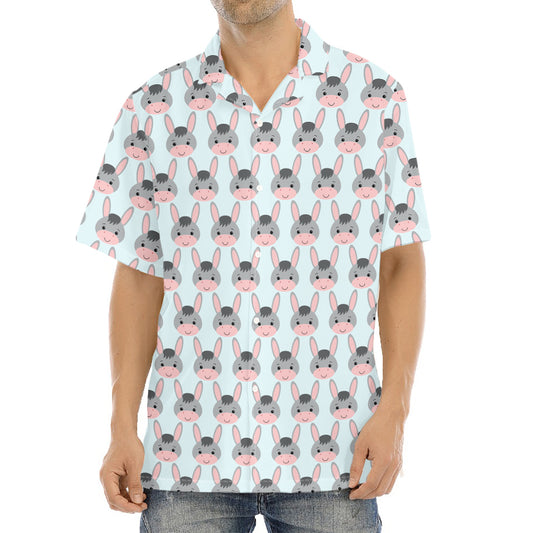 Cute Cartoon Donkey Pattern Print Aloha Shirt