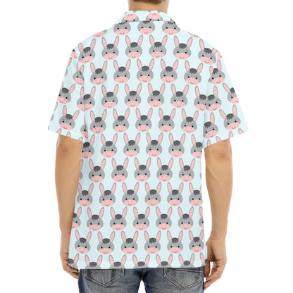 Cute Cartoon Donkey Pattern Print Aloha Shirt