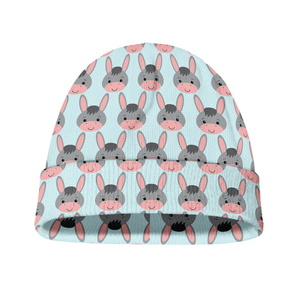 Cute Cartoon Donkey Pattern Print Beanie