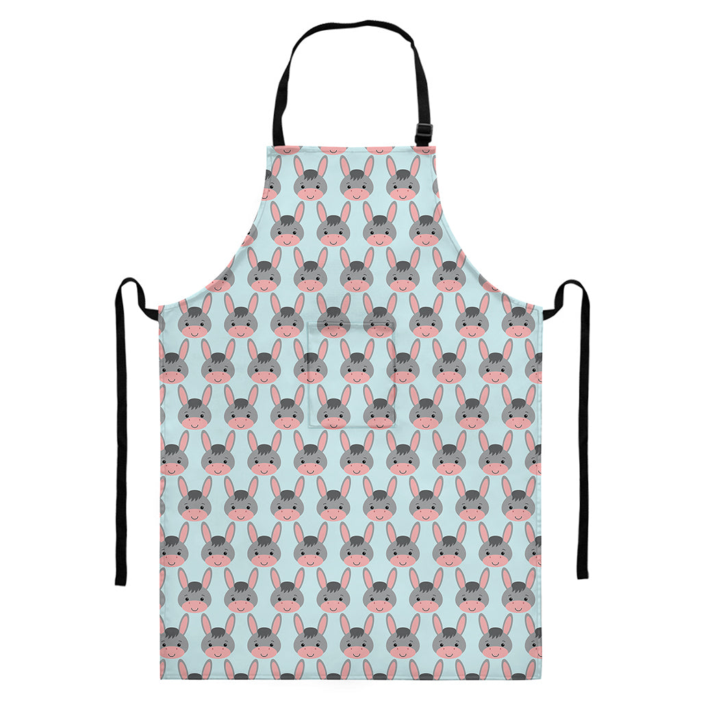 Cute Cartoon Donkey Pattern Print Bib Apron With Pocket