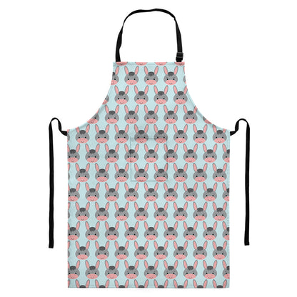 Cute Cartoon Donkey Pattern Print Bib Apron With Pocket
