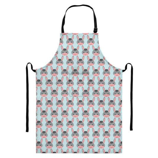Cute Cartoon Donkey Pattern Print Bib Apron With Pocket