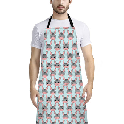 Cute Cartoon Donkey Pattern Print Bib Apron With Pocket