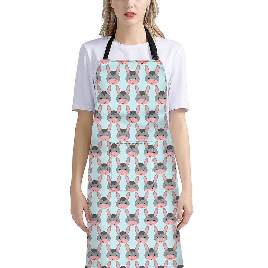 Cute Cartoon Donkey Pattern Print Bib Apron With Pocket