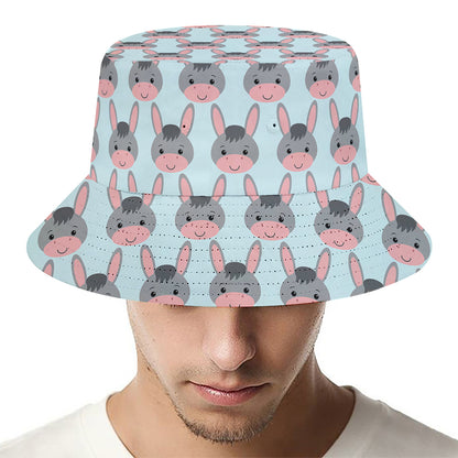 Cute Cartoon Donkey Pattern Print Bucket Hat
