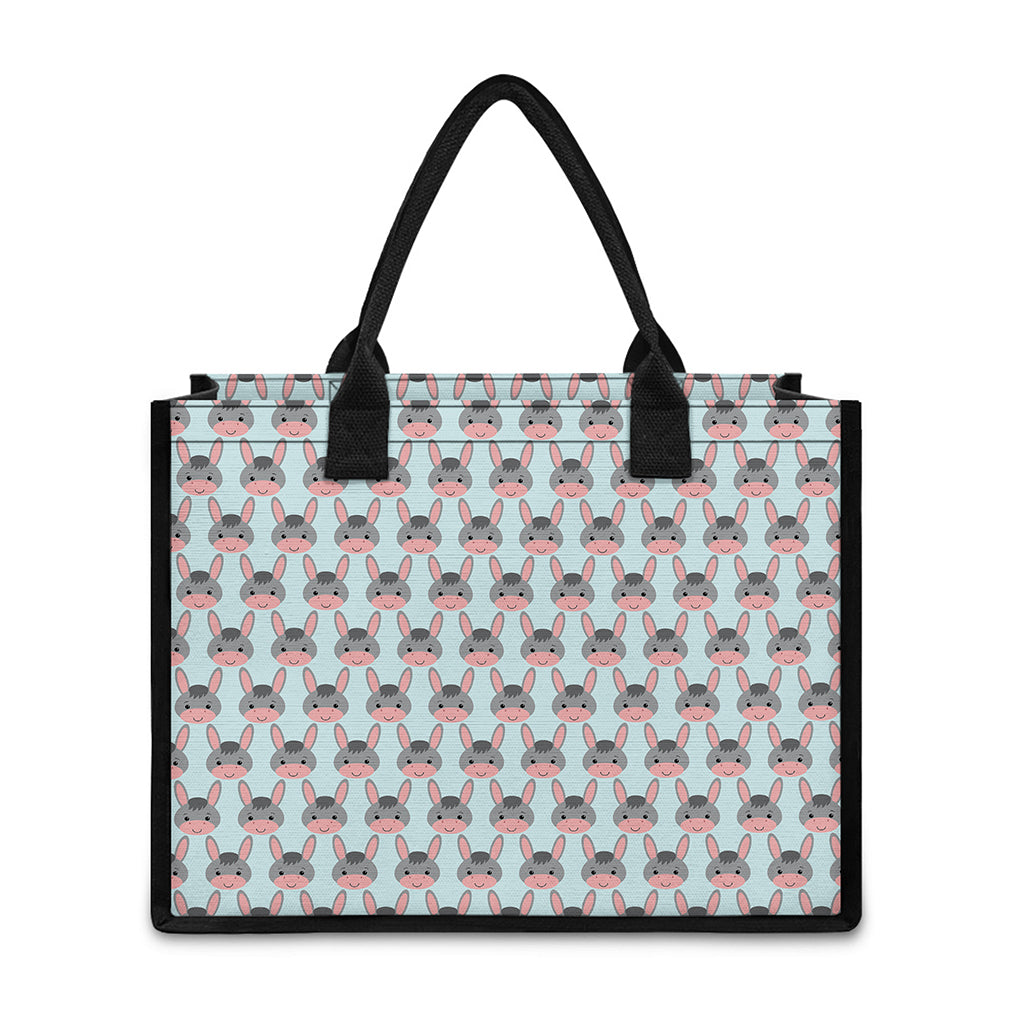 Cute Cartoon Donkey Pattern Print Canvas Tote Bag