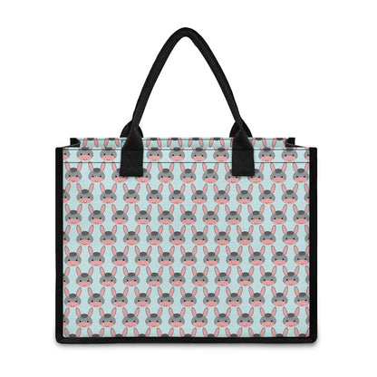 Cute Cartoon Donkey Pattern Print Canvas Tote Bag