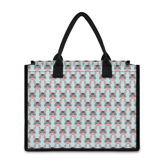 Cute Cartoon Donkey Pattern Print Canvas Tote Bag