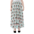 Cute Cartoon Donkey Pattern Print Chiffon Maxi Skirt