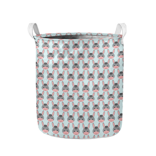 Cute Cartoon Donkey Pattern Print Collapsible Laundry Basket