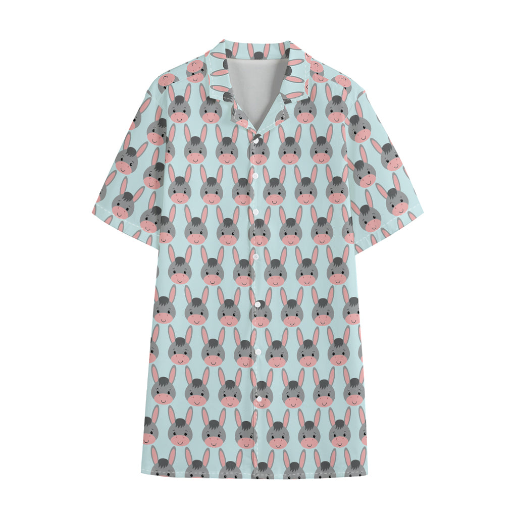Cute Cartoon Donkey Pattern Print Cotton Hawaiian Shirt