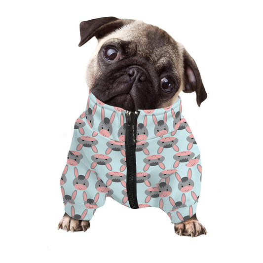 Cute Cartoon Donkey Pattern Print Dog Zip Up Jacket