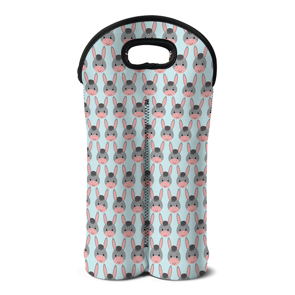 Cute Cartoon Donkey Pattern Print Double Neoprene Wine Tote