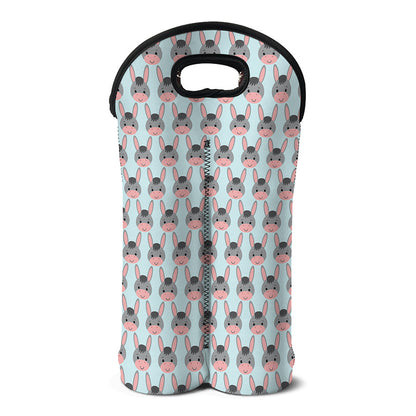 Cute Cartoon Donkey Pattern Print Double Neoprene Wine Tote