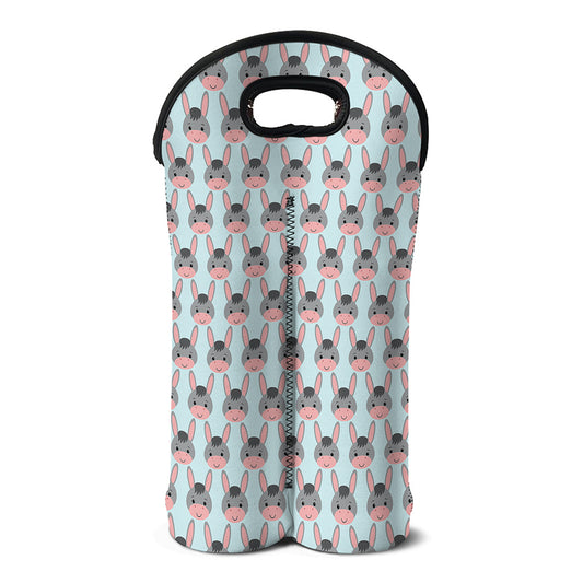 Cute Cartoon Donkey Pattern Print Double Neoprene Wine Tote