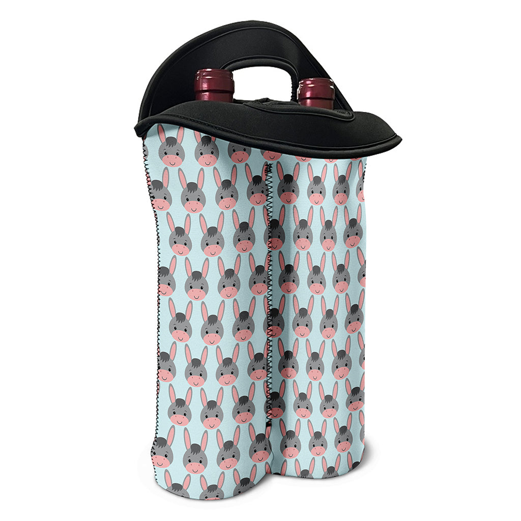 Cute Cartoon Donkey Pattern Print Double Neoprene Wine Tote