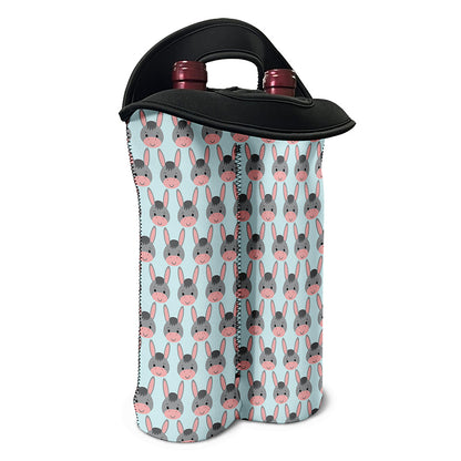 Cute Cartoon Donkey Pattern Print Double Neoprene Wine Tote