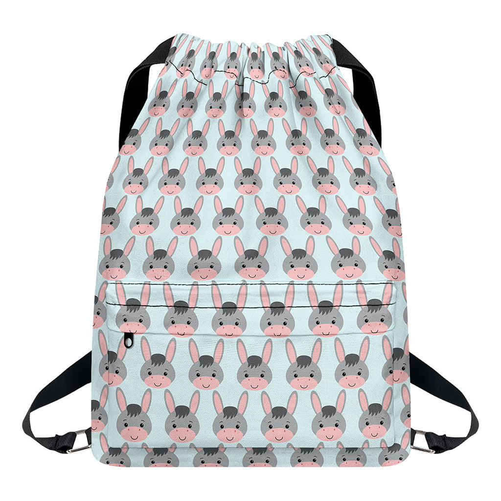 Cute Cartoon Donkey Pattern Print Drawstring Backpack