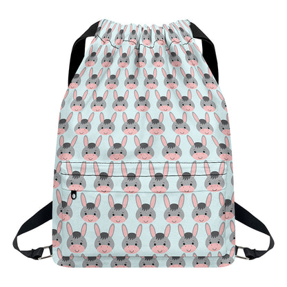Cute Cartoon Donkey Pattern Print Drawstring Backpack