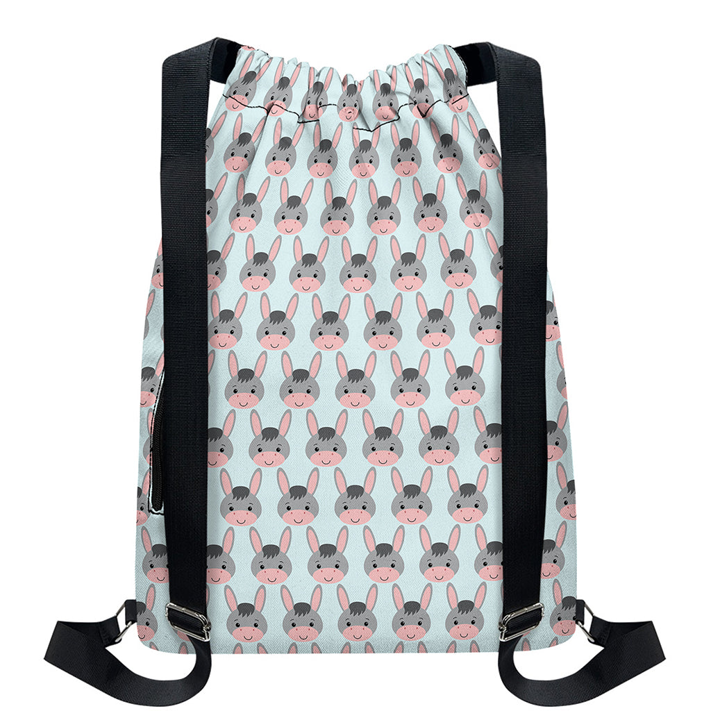 Cute Cartoon Donkey Pattern Print Drawstring Backpack