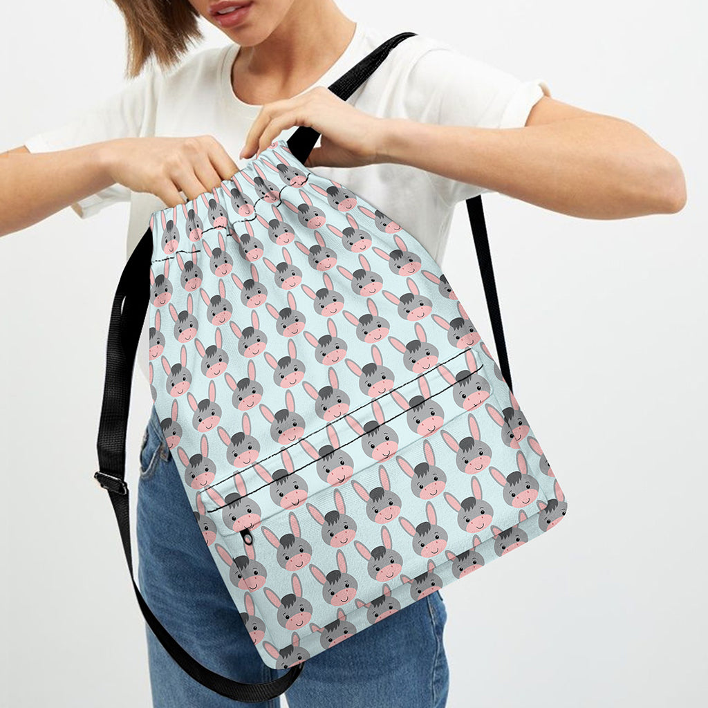 Cute Cartoon Donkey Pattern Print Drawstring Backpack
