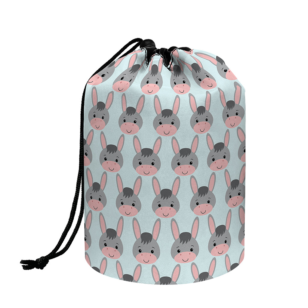 Cute Cartoon Donkey Pattern Print Drawstring Makeup Bag