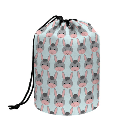 Cute Cartoon Donkey Pattern Print Drawstring Makeup Bag