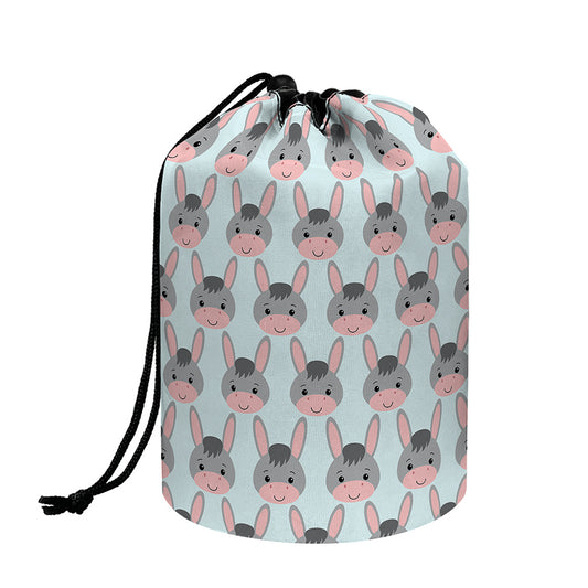 Cute Cartoon Donkey Pattern Print Drawstring Makeup Bag