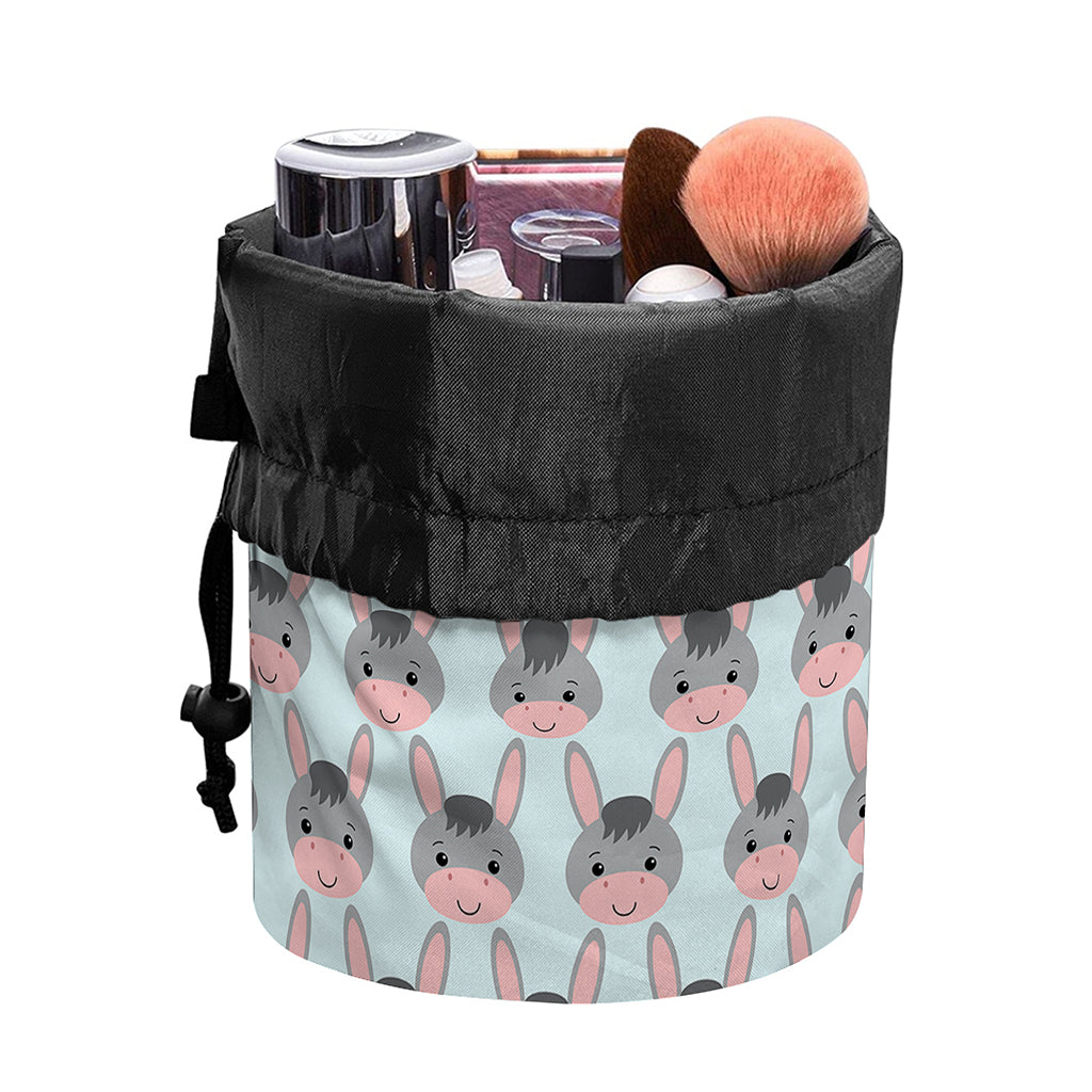 Cute Cartoon Donkey Pattern Print Drawstring Makeup Bag